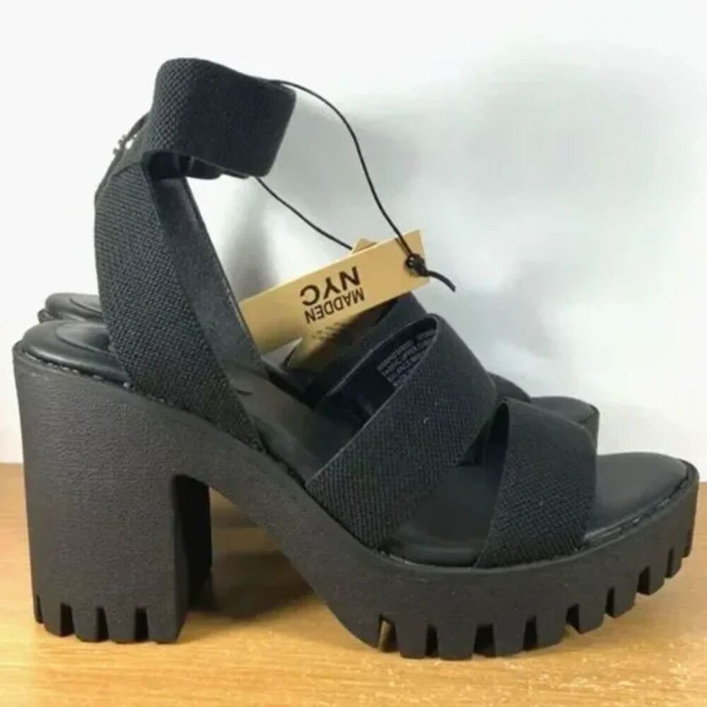 Size: 9 1/2 . Lug Block 4" Heel Sandals .. TRP Outsole . Textile Upper - Picture 8 of 10